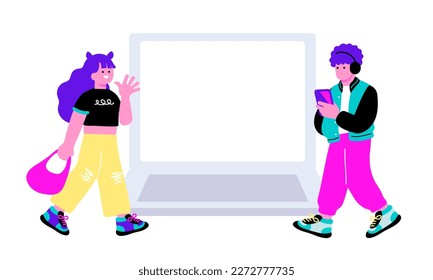 Image illustration of a young generation Z and a laptop