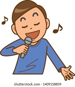Image illustration of a young man singing a song