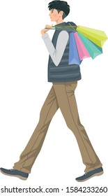 Image illustration of a young man who did shopping
