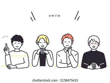 Image illustration of  young men exchanging opinions with a smile. vector.