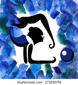 Image (illustration) of young slender girl (gymnast) doing acrobatic stunt