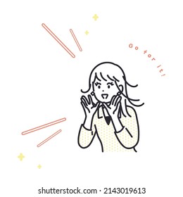 Image illustration of a young woman cheering. vector.
