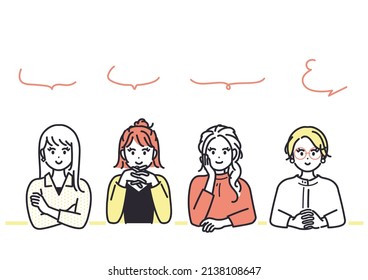 Image illustration of young women exchanging opinions. vector.