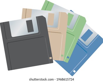 Image illustrations of floppy disks of various colors (recording medium)