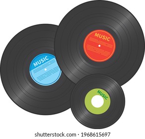 Image illustrations of LP and EP records (recording medium)