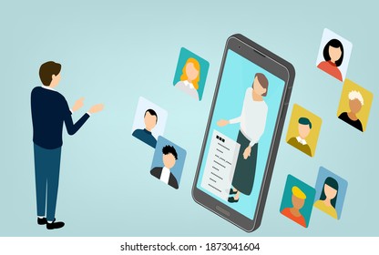 Image Illustrations People Connecting Using Isometric Stock Vector ...