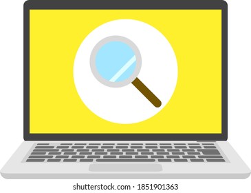 Bilder-Illustrationen der Suche auf einem PC, Laptop mit Schleife