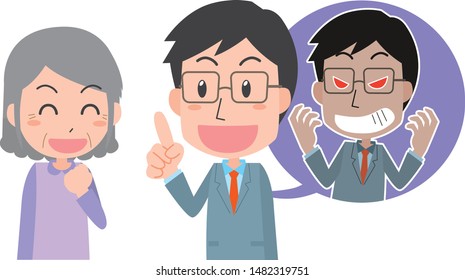 Image illustrations of scammers deceiving the elderly