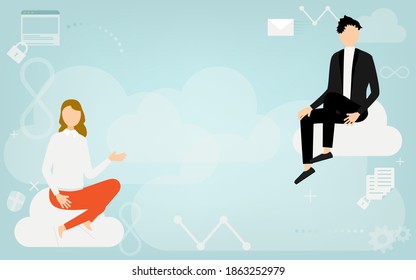 Image illustrations that connect with people using the cloud system