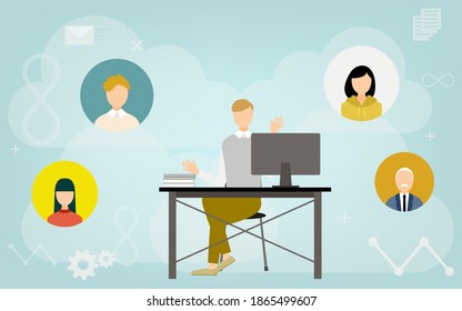 Image illustrations that connect with people using the cloud system