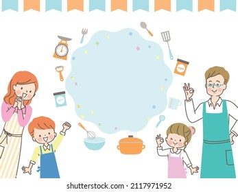 Image illustrations and title frames for fun cooking with the family

