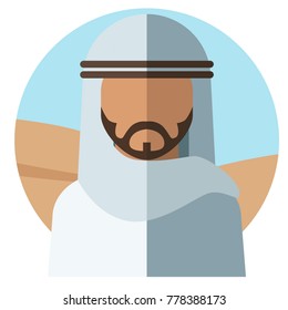 The image of an impersonal Muslim man with a beard. Vector illustration.