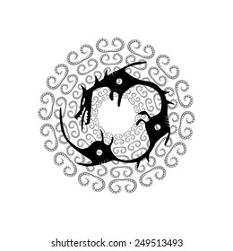 Image Inca ornament. In the center of the circle of snakes.