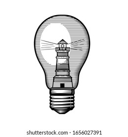 Image of an incandescent lamp. Can be used as a sketch of a tattoo.