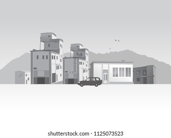 The image of the industrial city in the vector figure