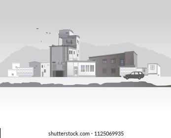 The image of the industrial zone in the vector figure