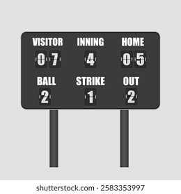 Image of information on baseball scoreboard. Team sport and competition concept digitally generated image. Vector