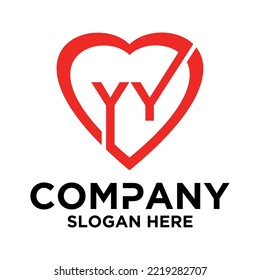 image Initial letter Y Y in love shape logo vector design