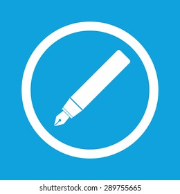 Image of ink pen in circle, isolated on blue