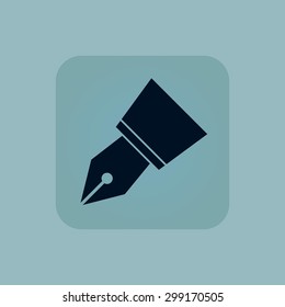 Image of ink pen nib in square, on pale blue background