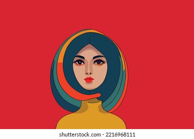 The image of an Iranian girl wearing a hijab. protests in Iran