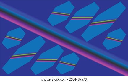 image of an irregular hexagon in pink, blue, green on a dark purple background