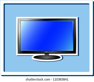 image of isolated blue TV screen sticker in frame