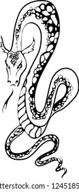 Image of isolated  fantastic dragon. This is vector illustration ideal for mascot, tattoo and T-shirt graphic. 