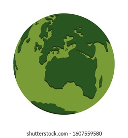 Image of an isolated green earth globe on a white background.
