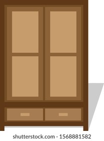 Image of isolated on white background element of furniture - empty office or home cupboard icon. Flat design interior vector illustration.