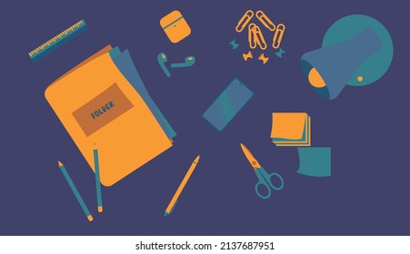 Image of items for work on the table