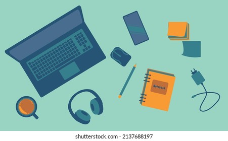 Image of items for work on the table