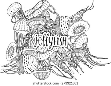 Image of jellyfish in cartoon style