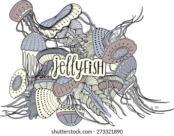Image of jellyfish in cartoon style