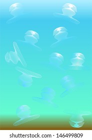 Image of jellyfish in his own element, against the background of the underwater sea.