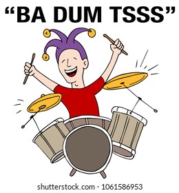 An Image Of A Jester Drummer Rimshot Drum Roll Punchline Cartoon.