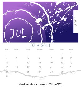 An image of a July 2012 grunge vine calendar.