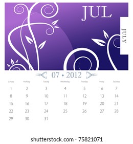 An image of July month victorian calendar page.