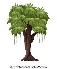 Image of a jungle tree. Demonstrating the fantastic realm of evergreen jungle vegetation in this vibrant illustration. Vector illustration.