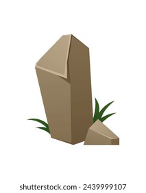 Image of a jungle tree. An illustration of whimsical stones in the jungle, its colorful style appears on a white background. Vector illustration.