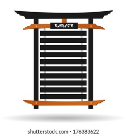Image of a karate belt rack isolated on a white background.