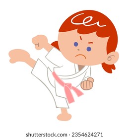 The image of a Karate girl kick