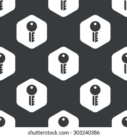 Image of key in hexagon, repeated on black