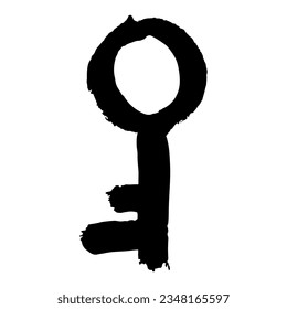 An image of a key with texture. Hand drawn. Vector. Icon. Grunge.