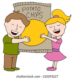 An image of kids who love potato chips.