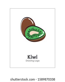 Image of a kiwi. Fruit drawing made with loose stroke. Editable vector.