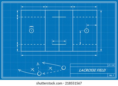 image of lacrosse field on blueprint. Transparency used. 