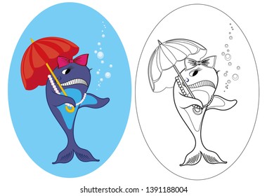 image of a lady whale for a child.