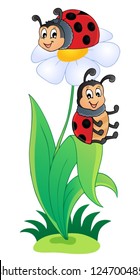 Image with ladybug theme 3 - vector illustration.