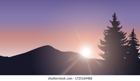 Image landscape of woodland and mountains. 